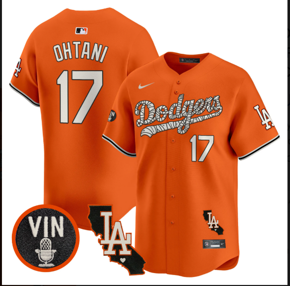 Men Los Angeles Dodgers #17 Ohtani 2025 orange Limited Stitched Jersey style 2->los angeles dodgers->MLB Jersey